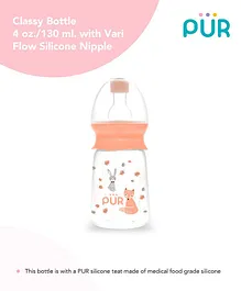 Pur Classy Variable Flow Plastic Feeding Bottle Peach - 130 ml