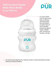 Pur Comfort Feeder Wide Neck Transparent Bottle - 130 ml