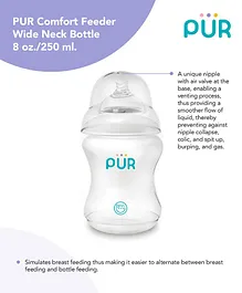 Pur Comfort Feeder Wide Neck Transparent Bottle - 250 ml