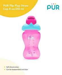 Pur Flip Flap Straw Cup Pink - 250 ml