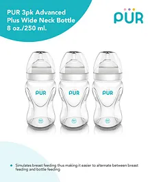 Pur Advanced Plus Wide Neck Transparent Bottle Pack Of 3 - 250 ml