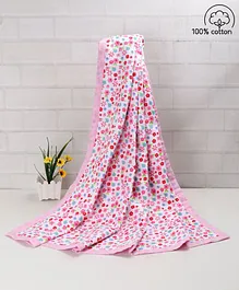 Babyhug Premium Cotton 2 Layered Baby Muslin Blanket Floral Print - Pink