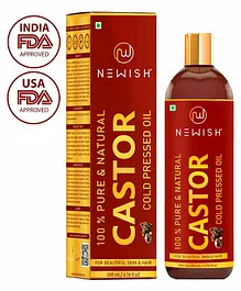 NEWISH Premium Castor Oil for Hair Growth, Skin and Eyebrow, Natural | Organico | Virgin | Pure Cold Pressed, Massage oil | Skin Oil - 200ml