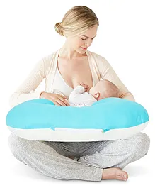Get It 100% Cotton Breast feeding Recron Pillow Removable Cover with Zip Buckle Adjust Nursing - Cryan Blue & Beige