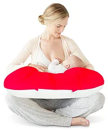 Get It 100% Cotton Breast feeding Recron Pillow Removable Cover with Zip Buckle Adjust Nursing  - Red Beige