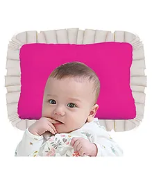 Get It 100 % Cotton Baby Head Shaping Recron Pillow with Side Frill Desgin and desgnied for comfort New Born head - Pink