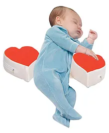 Get It Double Heart Shape Anti Roll Baby Side Pillow - Red