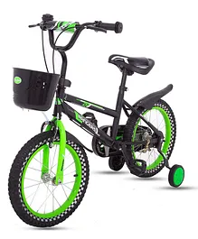Babyee Bicycle With Side Support Wheels Green - 14 inches