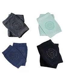 Babymoon AntiSlip Stretchable KneeCap Elbow Safety Protector Set Of 4 - Navy, Turquoise, Black & Grey