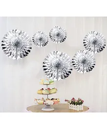 Shopperskart Paper Flower Wall Decoration Silver - Pack of 6