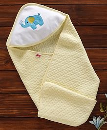 Babyhug Hooded Towel Elephant Applique - Yellow