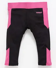 KASGO Solid Three Fourth Length Tights - Black & Pink