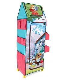 Tom & Jerry Closet 5 Shelf Folding Wardrobe - Green Aqua & Pink