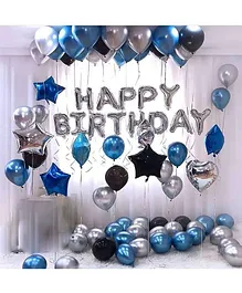 Balloon Junction Birthday Balloons With Stars Blue Black - Pack of 47