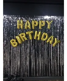 Balloon Junction Shimmer Foil Curtains And Happy Birthday Foil Balloons - Pack of 15