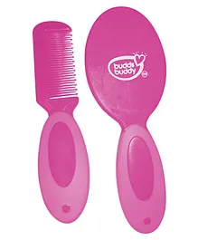 Buddsbuddy Premium Natural Baby Brush & Comb Set - Pink