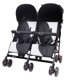 R for Rabbit Ginny & Johnny Twin Stroller - Black Grey