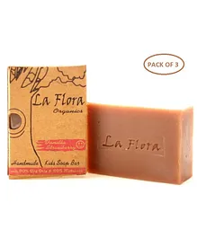 La Flora Organics Vanilla Strawberry Bubbly Handmade Kids Soap Bar - Pack Of 3