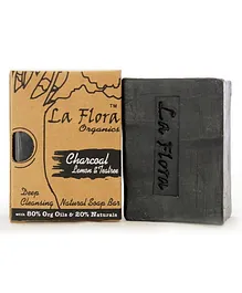 La Flora Organics Charcoal Tea tree Deep Cleansing Black Soap Bar - 100 gms