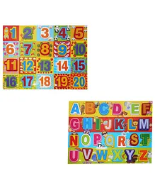 Emob Wooden Alphabets & Number Puzzles Set of 2 - Multicolour