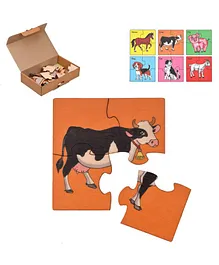 RK Cart Farm Animals Wooden Jigsaw Puzzle Set of 6 - Multicolour