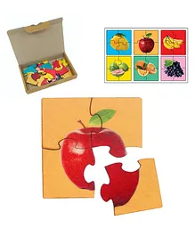 RK Cart Fruits Wooden Jigsaw Puzzle Set Of 6 - Red
