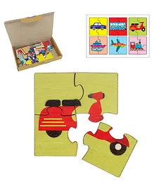 RK Cart Transport Vehicles Puzzles Set Of 6 - Red & Yellow