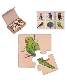 RK Cart Bird Wooden Jigsaw Puzzle Set of 6 - Green