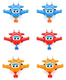 Zest 4 Toyz Deformation Airplane Transformer Pack of 6 - Red Orange & Blue