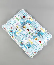 Fisher Price Mattress With Bolster & Pillow Animals Print - Blue