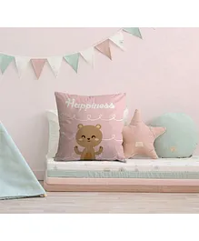 Stybuzz Cotton Canvas Cushion Bear Print - Pink