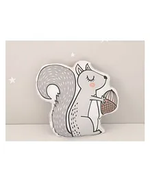 StyBuzz Cotton Canvas Squirrel Shaped Cushion - Multicolour