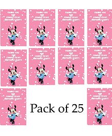 Funcart Minnie Mouse Birthday Party Thank You Cards Pink - Pack of 25