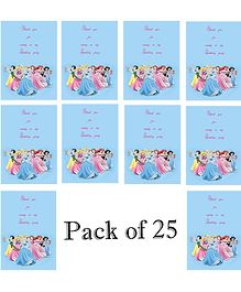 Funcart Disney Princess Birthday Party Thank You Cards Blue - Pack of 25