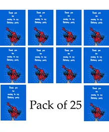 Funcart Spider Man Birthday Party Thank You Cards Blue - Pack of 25