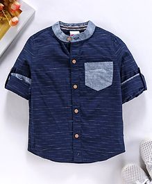 Babyhug Full Sleeves Printed Shirt - Navy Blue Grey