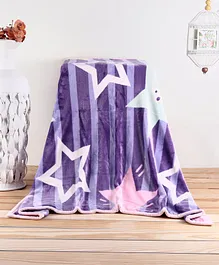 Babyhug Premium Reversible Plush Soft & Warm Double Layer Blanket Star Print - Blue