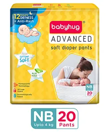 Babyhug Advanced Pant Style Diapers New Born (NB) Size - 20 Pieces