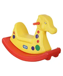 NHR Plastic Horse Ride On - Yellow Red