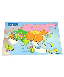 RK Cart Asia Map Wooden Puzzle Board Multicolour - 14 Pieces
