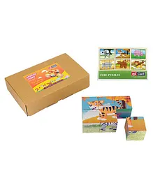 RK Cart Farm Animals Wooden Cube Puzzles Multicolour - 6 Pieces