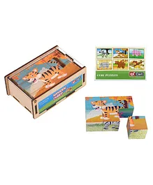 RK Cart Farm Animals Wooden Cube Puzzles Multicolour - 6 Pieces