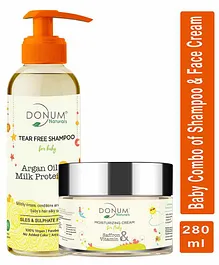 Donum Naturals Baby Combo of Oatmeal Vitamin F Saffron Moisturizing Cream & Tear Free Shampoo  - 220 ml & 60 gm