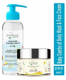 Donum Naturals Baby Combo Pack of Tear Free Body Wash & Oatmeal Vitamin F Saffron Moisturizing Cream - 220 ml & 60 gm
