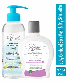 Donum Naturals Baby Combo Pack Of Tear Free Body Wash and Massage Oil Lotion - Each 220 ml