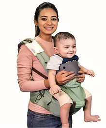 POLKA TOTS 6 in 1 Baby Carrier with Airbag Seat Adjustable Waist and Excellent Lumbar Support - Green