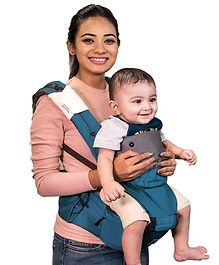 POLKA TOTS 6 in 1 Baby Carrier with Airbag Seat Adjustable Waist and Excellent Lumbar Support - Blue