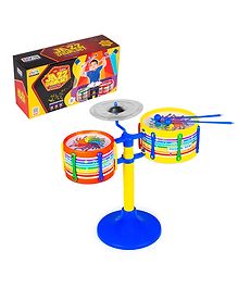 Ratnas Jazz Drum Set Junior Musical Band Instruments with 2 Drums, 1 Dish & Sticks for Kids (Assorted Colors)