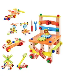 FunBlast Assembling Disassembling Wooden Multifunctional Chair Toy - Multicolor