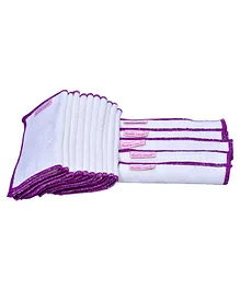 Mumma's Touch Bamboo Baby Wipe Towel Set of 15 - Off White with Purple Border